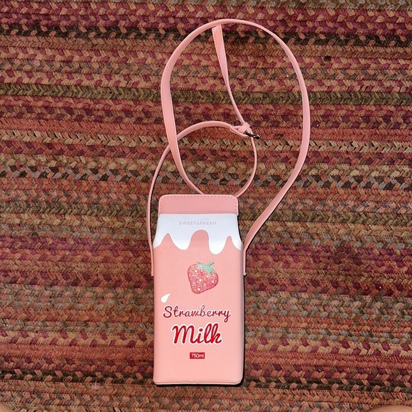 STRAWBERRY MILK NOVELTY HANDBAG PURSE - Picture 1 of 7